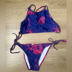 Purple and Pink Tie-Dye Cross Back Bikini